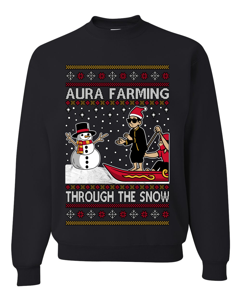 Aura Farming Through The Snow Meme, Unisex Ugly Christmas Sweater, Crewneck Sweatshirts