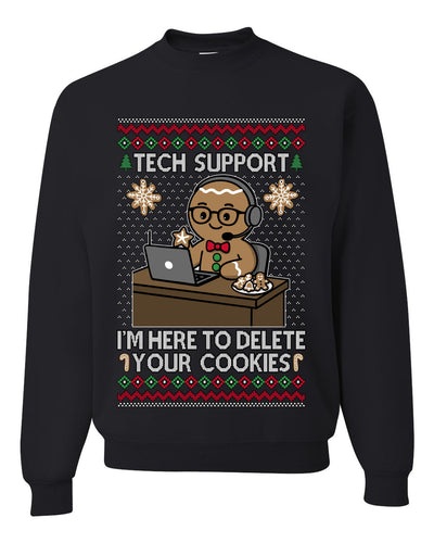 Tech Support I'm Here To Delete Your Cookies, Unisex Ugly Christmas Sweater, Crewneck Sweatshirts