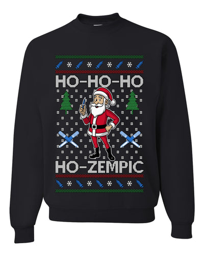 Skinny Santa Ho Ho Ho Ho-Zempic Weight Loss Shot, Unisex Ugly Christmas Sweater, Crewneck Sweatshirts