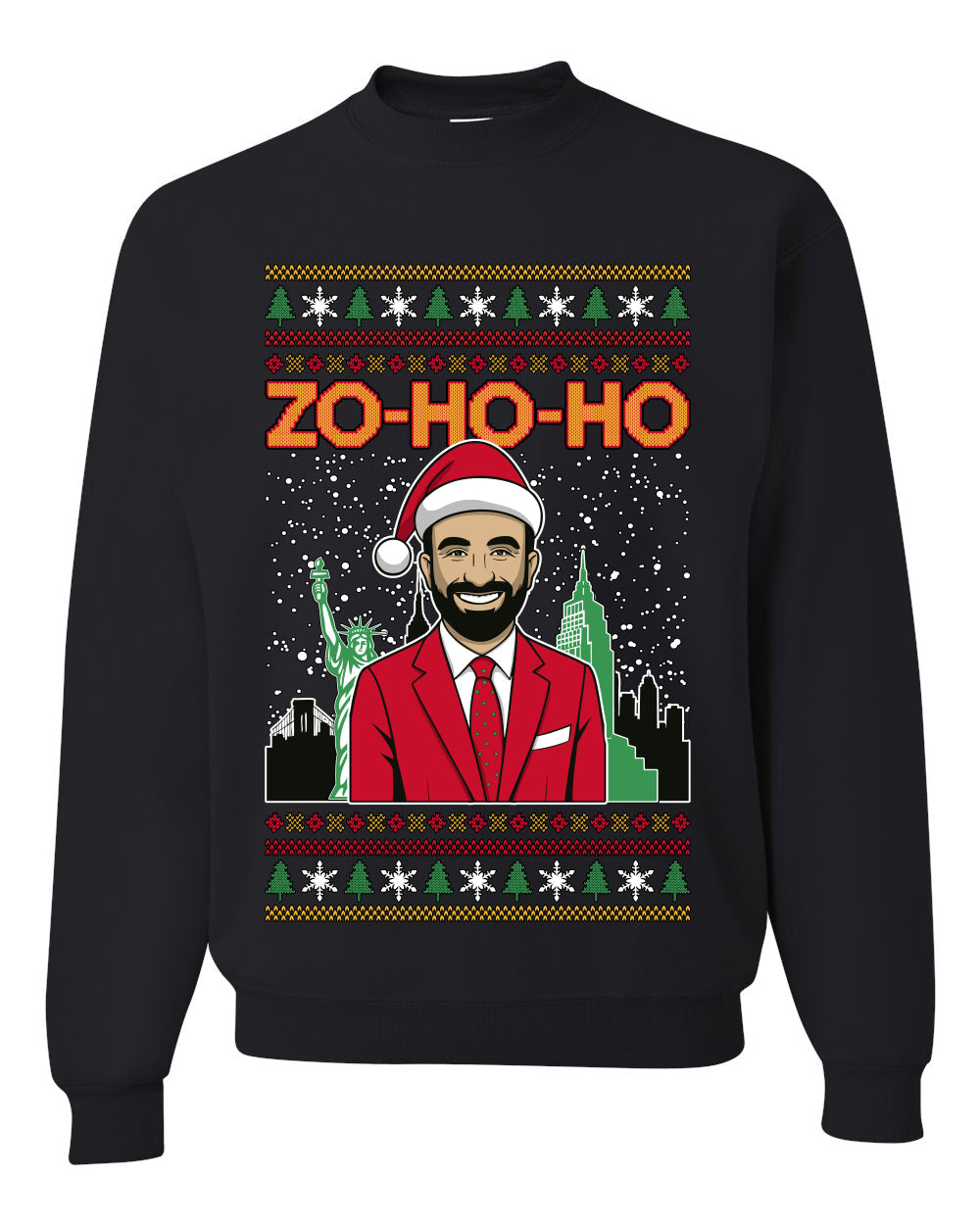 Zo Ho Ho Zohran Mamdani NYC, Unisex Ugly Christmas Sweater Crewneck Sweatshirts