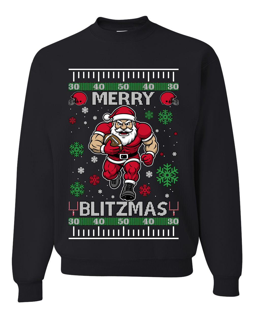 Merry Blitzmas, Football Christmas Sweater Design, Unisex Ugly Christmas Sweater Crewneck Sweatshirts