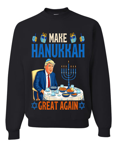 Make Hanukkah Great Again, Unisex Ugly Christmas Sweater Crewneck Sweatshirts