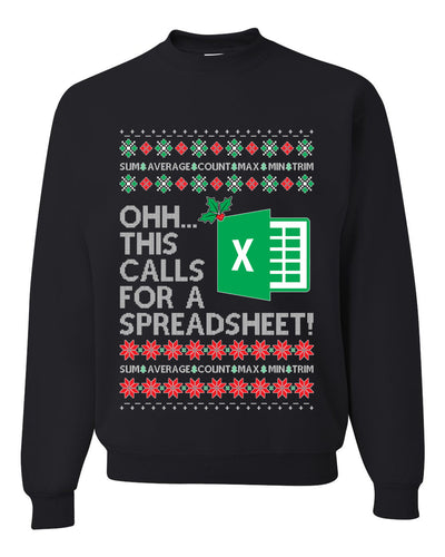 Ohh This Calls For A Spreadsheet Office, Unisex Ugly Christmas Sweater Crewneck Sweatshirts