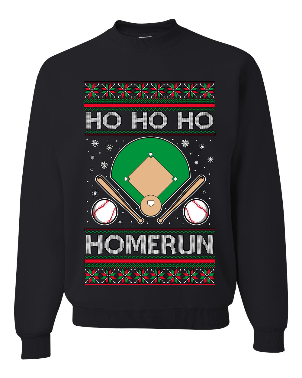 Ho Ho Ho Homerun, Baseball Fan Christmas Design, Unisex Ugly Christmas Sweater Crewneck Sweatshirts