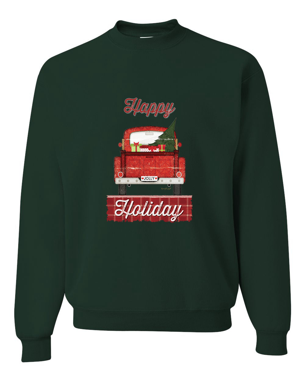 Happy Holiday Jolly Red Pick Up Merry Christmas Unisex Crewneck Graphic Sweatshirt