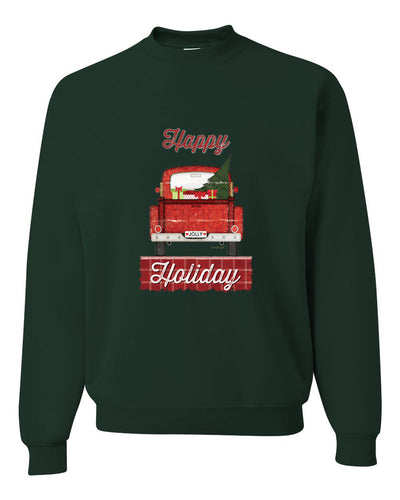 Happy Holiday Jolly Red Pick Up Merry Christmas Unisex Crewneck Graphic Sweatshirt