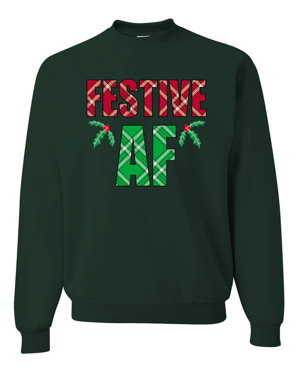 Festive AF Merry Christmas Unisex Crewneck Graphic Sweatshirt