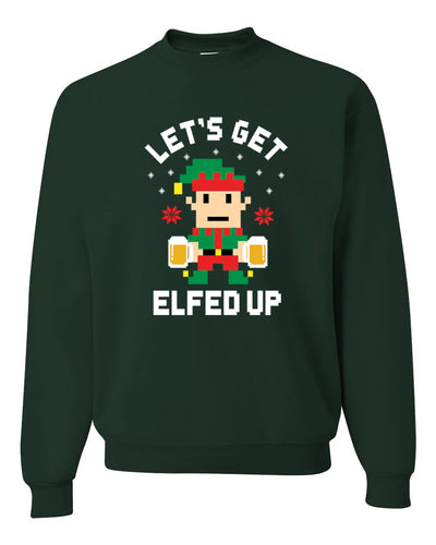 Pixelated Elf Merry Christmas Unisex Crewneck Graphic Sweatshirt