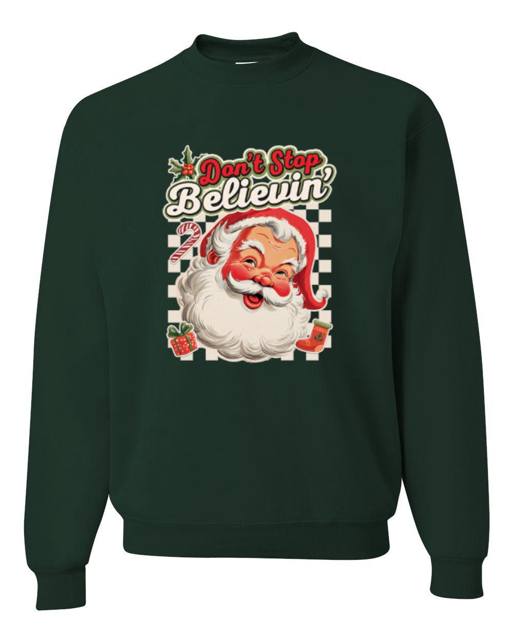 Don't stop Believin', Santa Fun Cute Christmas Design, Unisex Christmas Sweater, Crewneck Sweatshirts