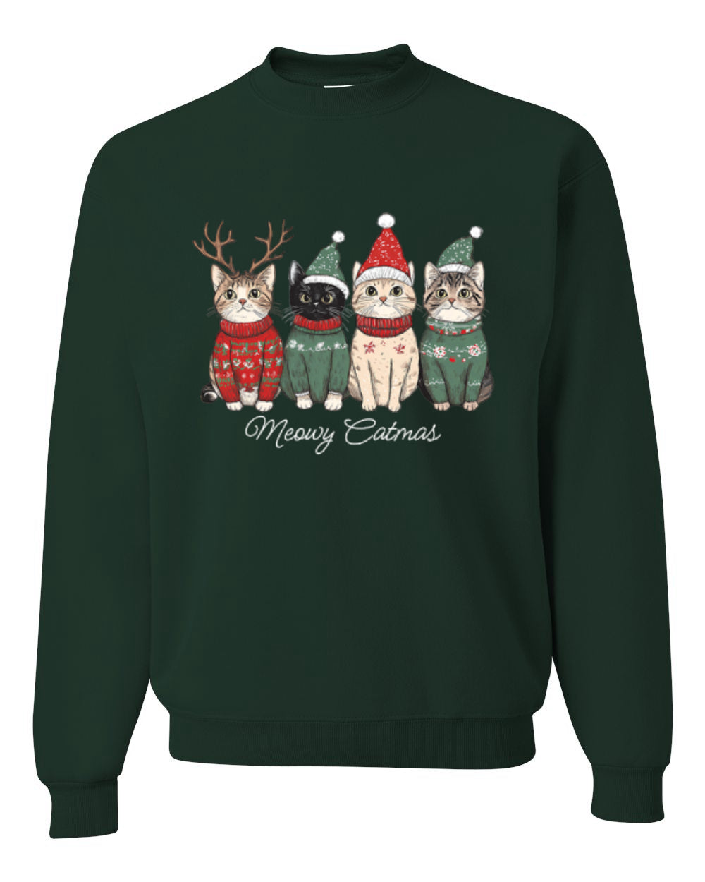 Meowy Catmas, Christmas Cat Lover Design, Unisex Christmas Sweater, Crewneck Sweatshirts