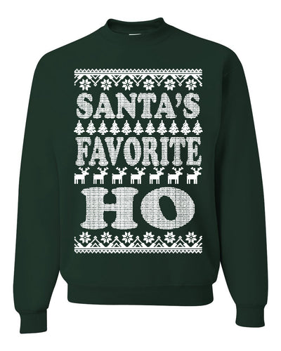 Santa's Favorite Ho White  Ugly Christmas Sweater Unisex Crewneck Sweatshirt