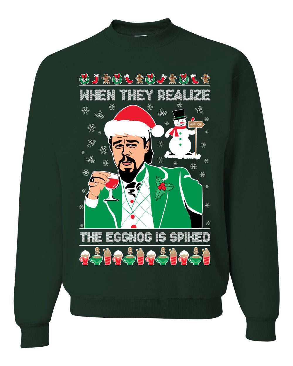 Leo Christmas Funny Meme The Eggnog  Ugly Christmas Sweater Unisex Crewneck Sweatshirt