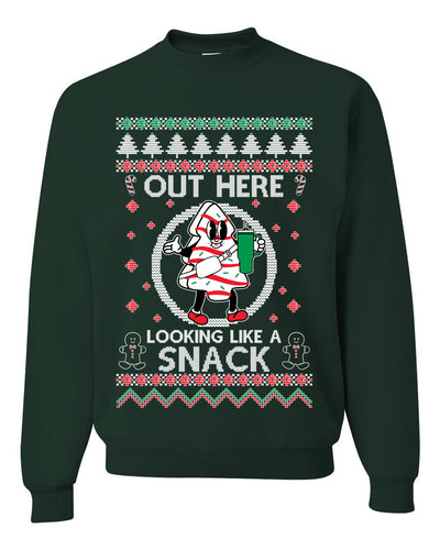 Out Here Looking Like A Snack Cookie Ugly Christmas Sweater Unisex Crewneck Sweatshirt