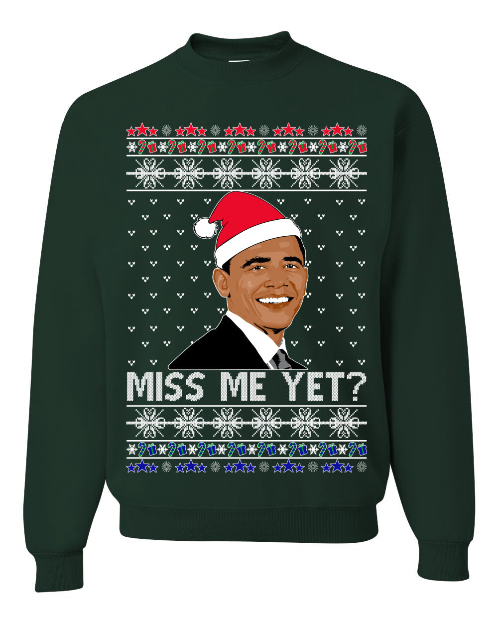 Miss Me Yet Obama Ugly Christmas Sweater Unisex Crewneck Sweatshirt