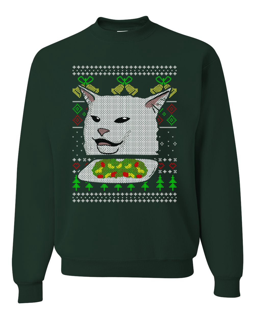 Women Yelling At Cat Meme Funny Twitter Tik Tok 2019  Ugly Christmas Sweater Unisex Crewneck Sweatshirt