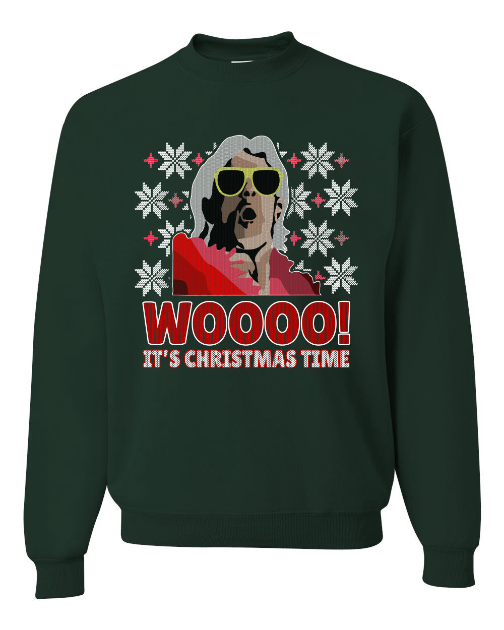 Woooo! It's Christmas Time Ugly Christmas Sweater Unisex Crewneck Sweatshirt