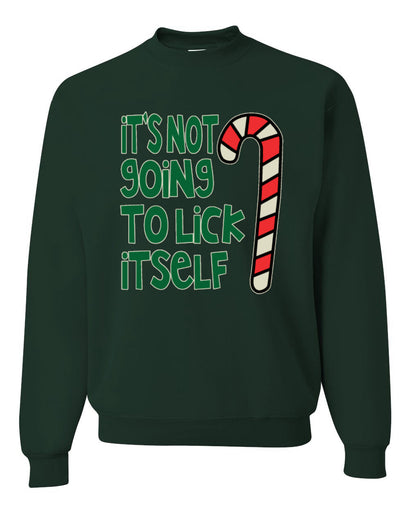 Candy Cane Not Going to Lick Itself Merry Christmas Unisex Crewneck Graphic Sweatshirt