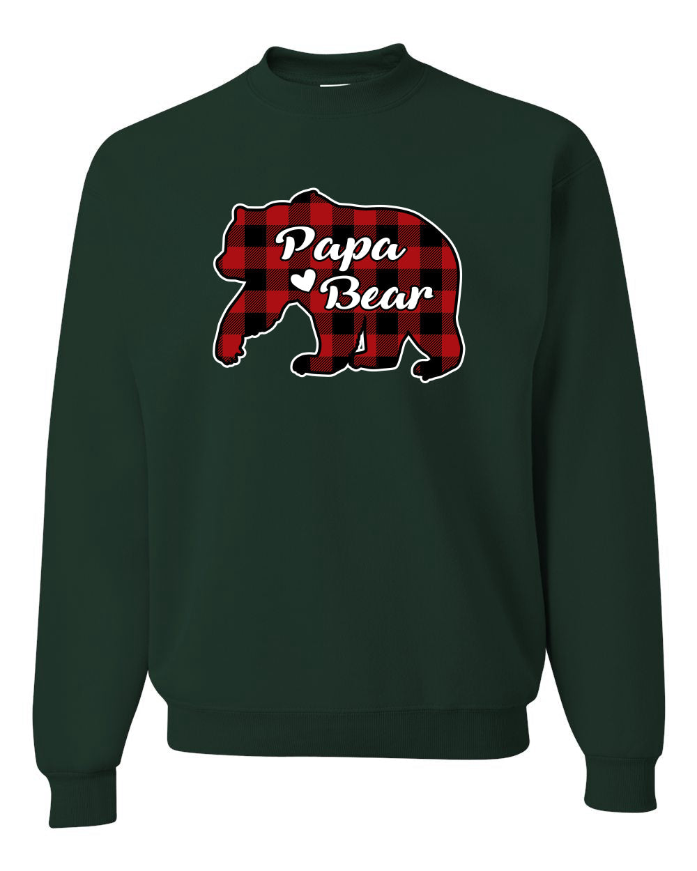 Papa Bear Cool Plaid Matching Design Merry Christmas Unisex Crewneck Graphic Sweatshirt