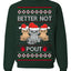 Better Not Pout, Cute Sad Santa Cats | Funny Ugly Christmas Sweater Crewneck Sweatshirt