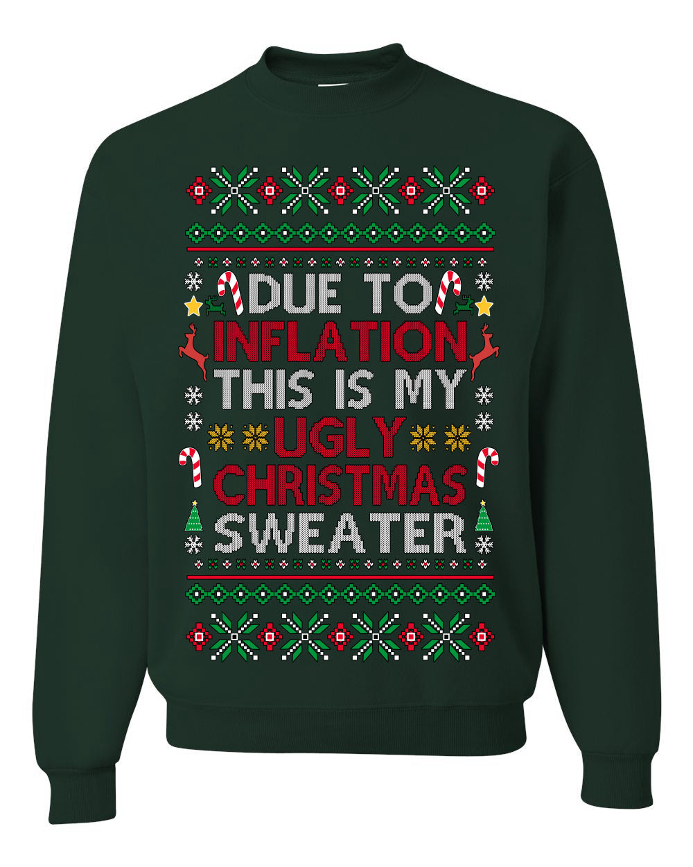 Due to Inflation This is My Ugly Christmas Sweater | Funny Crewneck Sweatshirt