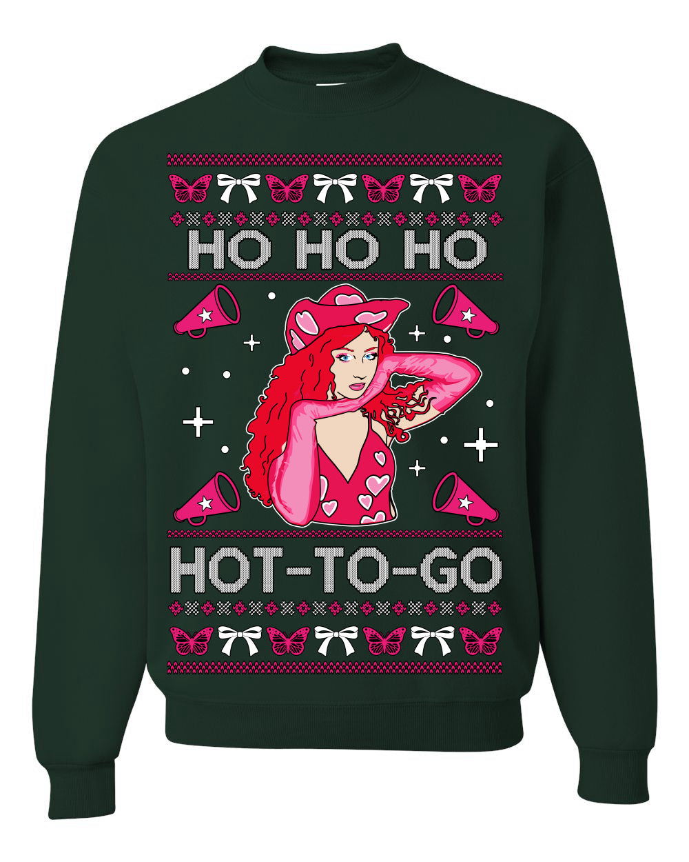 Ho Ho Ho Hot to Go, Funny Midwest Princess Pop Star Ugly Christmas Sweater Crewneck Sweatshirt