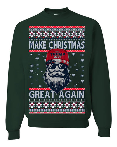 Make Christmas Great Again Trump Santa Claus 2024 MAGA Ugly Christmas Sweater Crewneck Sweatshirt