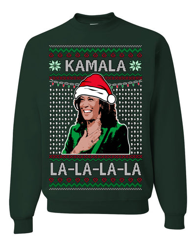 Kamala La La Funny Santa Hat Classic Xmas Song Carol Ugly Christmas Sweater Crewneck Sweatshirt