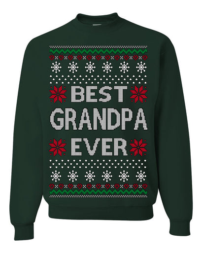 Best Grandpa Ever Classic Winter Holidays Ugly Christmas Sweater Crewneck Sweatshirt