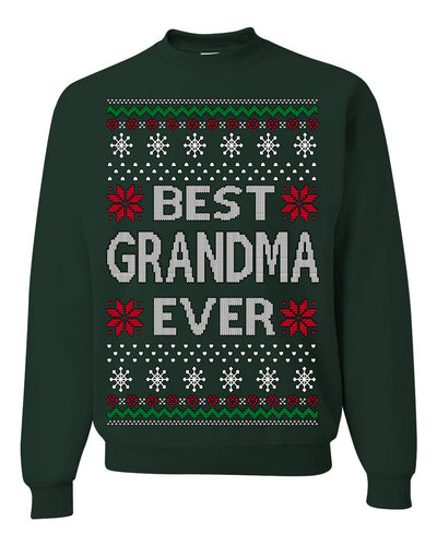 Best Grandma Ever Classic Winter Holidays Ugly Christmas Sweater Crewneck Sweatshirt