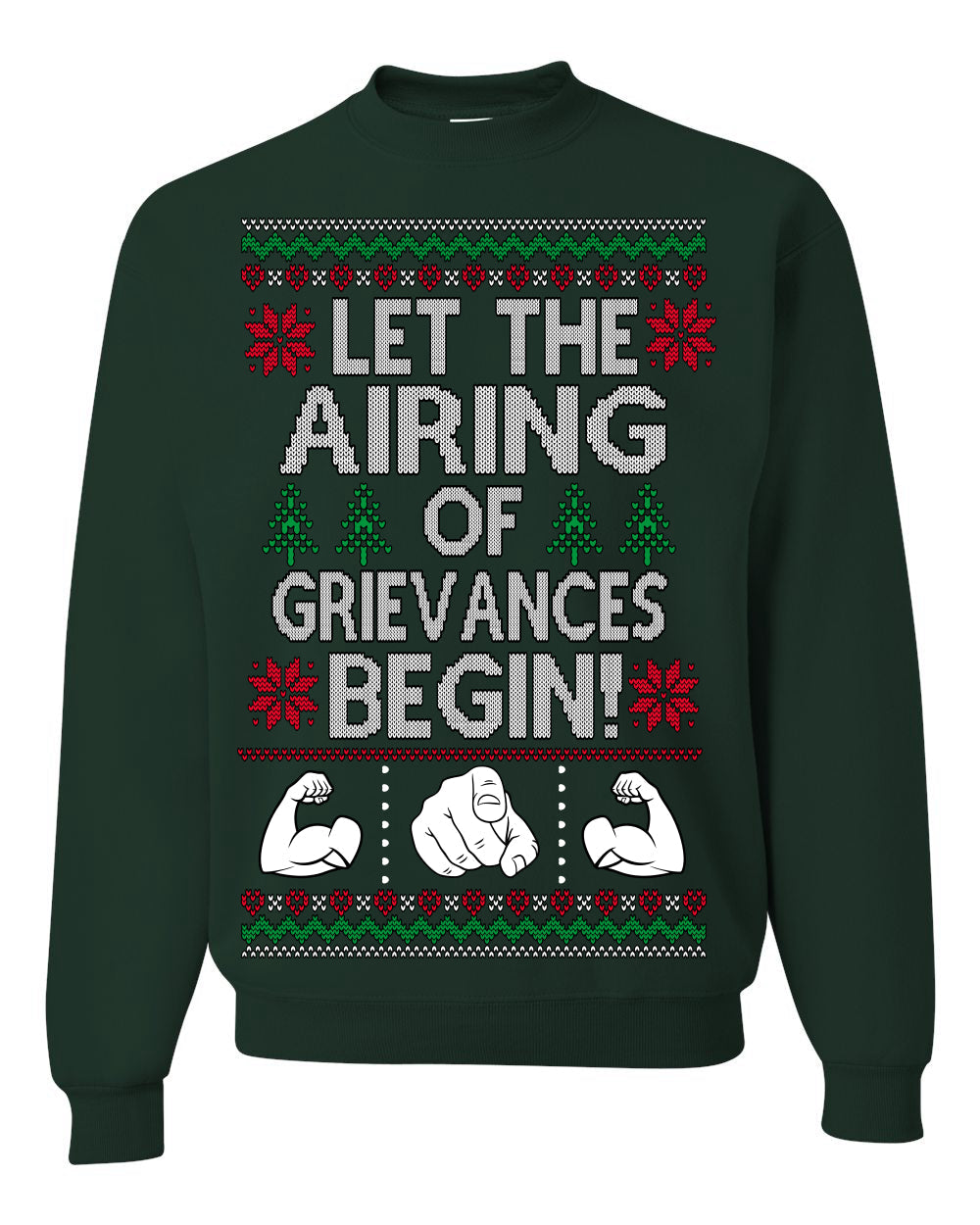 Let The Airing Of Grievances Begin Funny Tv Sitcom Festivus Ugly Christmas Sweater Crewneck Sweatshirt