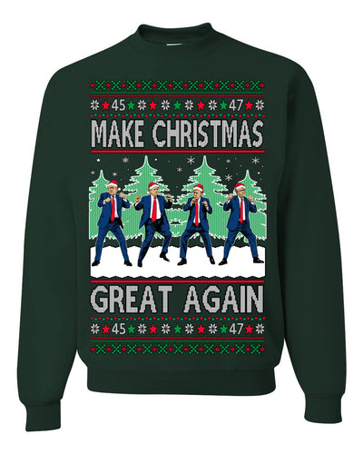 Make Christmas Great Again Shimmy Dance USA President Ugly Christmas Sweater Crewneck Sweatshirt