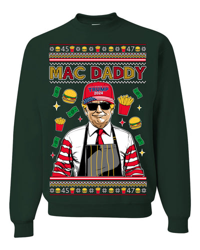 Mac Daddy Funny Viral Trump Meme Fast Food Fries Burgers Ugly Christmas Sweater Crewneck Sweatshirt