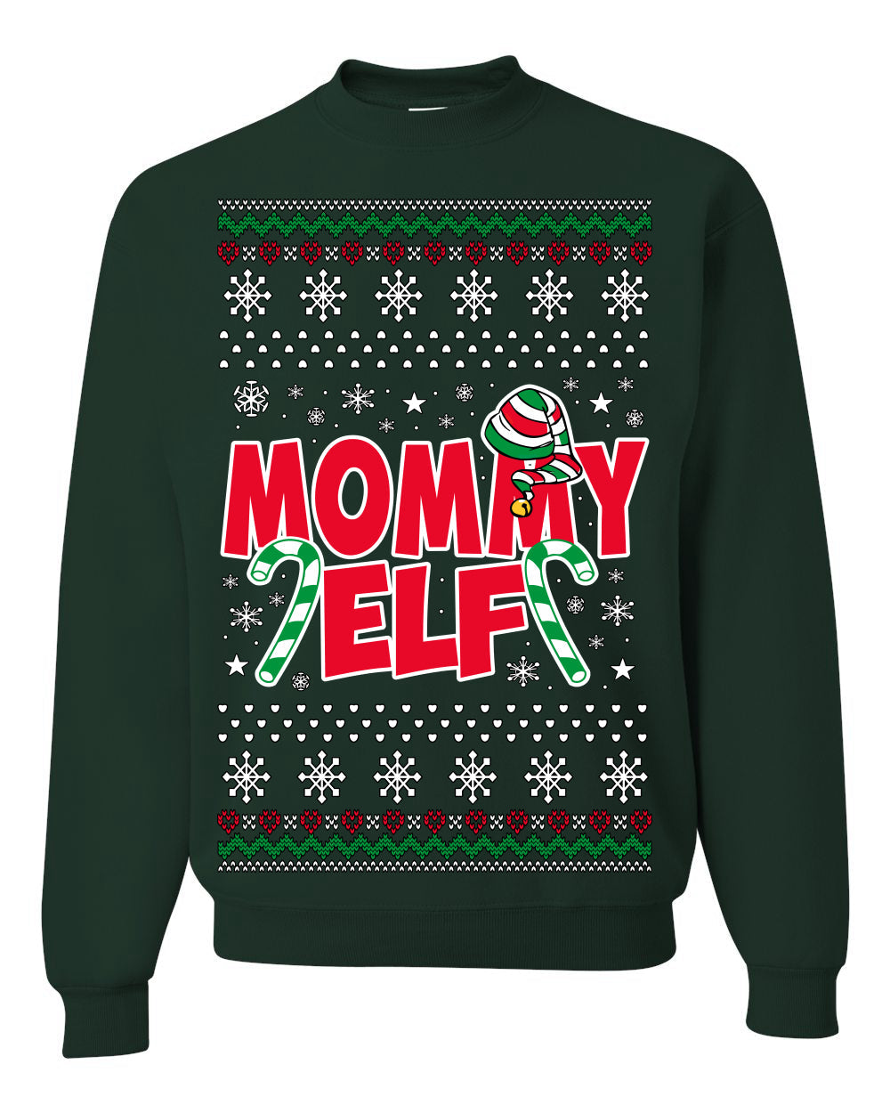 Mommy Elf Cute Holiday Winter Ugly Christmas Sweater Crewneck Sweatshirt