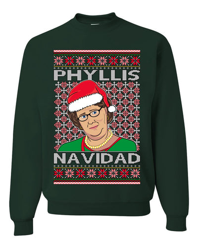 Office Phyllis Navidad Happy Holiday Ugly Christmas Sweater Unisex Crewneck Sweatshirt