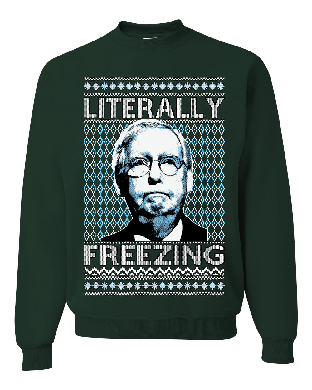 Literally Freezing McConnell Senator Ugly Christmas Sweater Unisex Crewneck Sweatshirt
