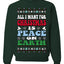 All I Want For Christmas Is Peace on Earth  Ugly Christmas Sweater Unisex Crewneck Sweatshirt