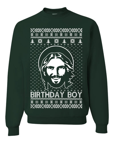 Birthday Boy Jesus Christ Ugly Christmas Sweater Unisex Crewneck Sweatshirt