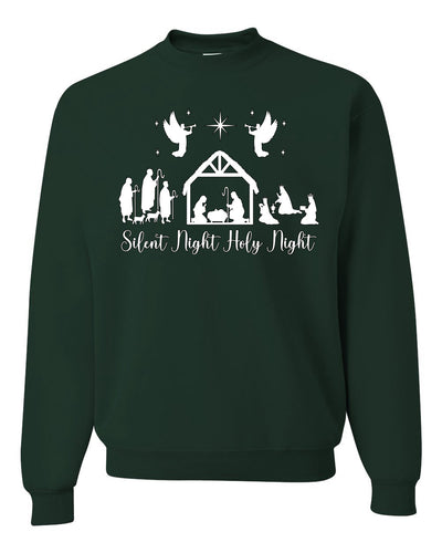 Silent Night Holy Night Religious Jesus Christmas Unisex Crewneck Sweatshirt