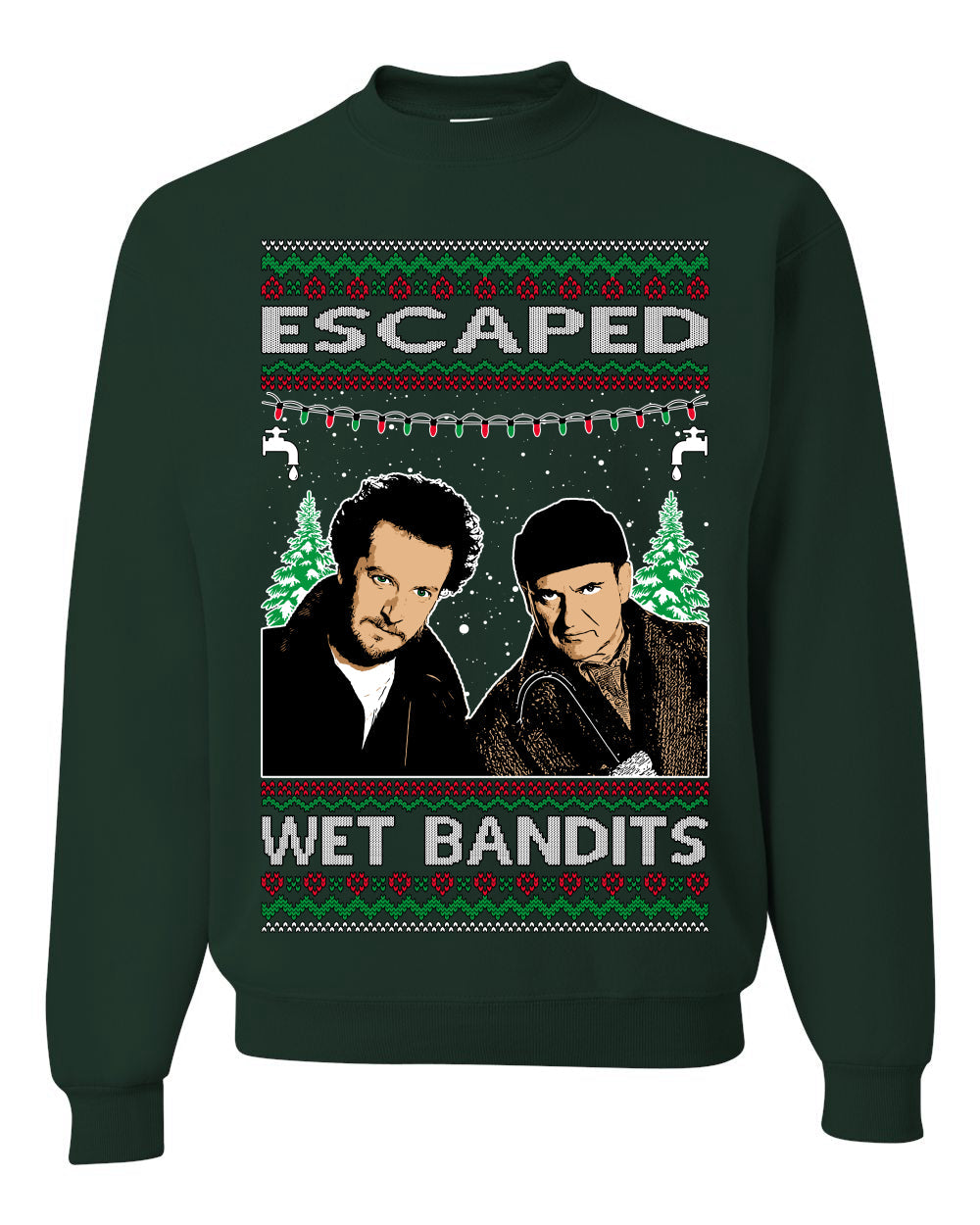 Escaped Bandits Classic Home Holiday Movie Ugly Christmas Sweater Unisex Crewneck Sweatshirt