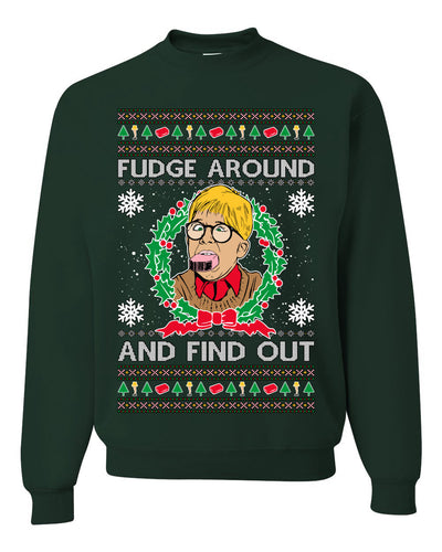 Fudge Around And Find Out Story Ugly Christmas Sweater Unisex Crewneck Sweatshirt