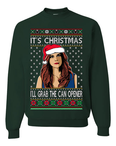 It's Christmas I'll Grab The Can Opener TV Show Parody Ugly Christmas Sweater Unisex Crewneck Sweatshirt