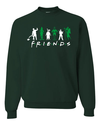 Iconic Holiday Movie Characters Friends Parody Green White Ugly Christmas Sweater Unisex Crewneck Sweatshirt