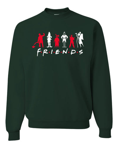Iconic Holiday Movie Charcters Friends Parody Red White Ugly Christmas Sweater Unisex Crewneck Sweatshirt