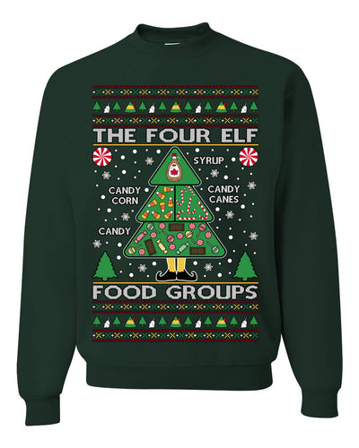The Four Elf Food Groups Candy Canes Syrup Funny Ugly Christmas Sweater