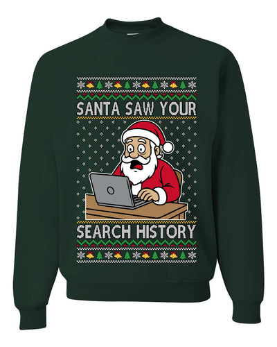 Santa Saw Your Search History, Funny Internet Humor, Ugly Christmas Unisex Sweater, Crewneck Sweatshirts