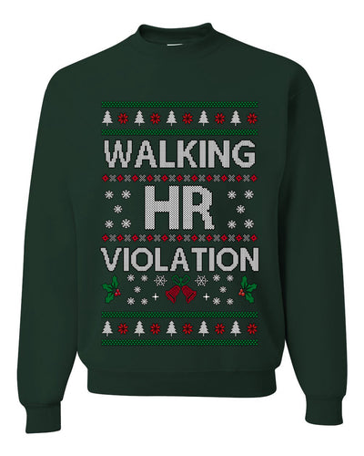 Walking HR Violation, Funny Office Humor Christmas Unisex Sweater, Ugly Christmas Crewneck Sweatshirts