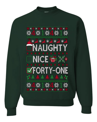 Naughty Nice 41, Ugly Christmas Unisex Sweater List, Extra Festive, Crewneck Sweatshirts