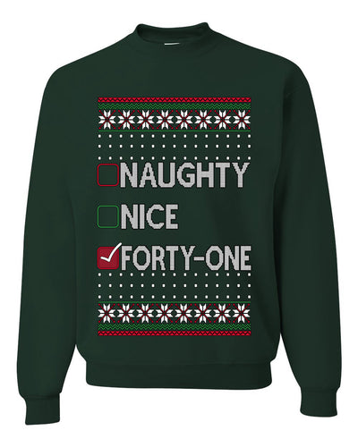 Naughty Nice 41, Simple List, Ugly Christmas Unisex Sweater, Funny Meme, Crewneck Sweatshirts