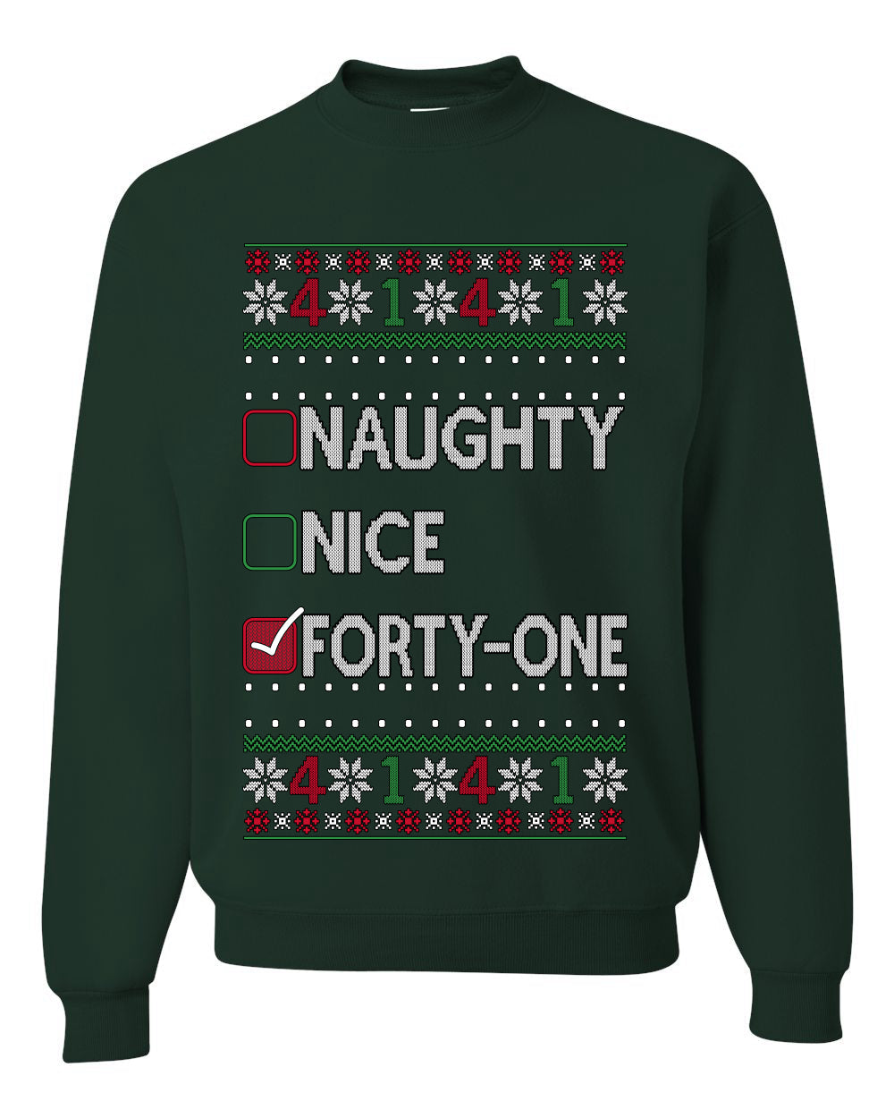 Funny Meme List Naughty, Nice, 41, Ugly Christmas Unisex Sweater, Crewneck Sweatshirts
