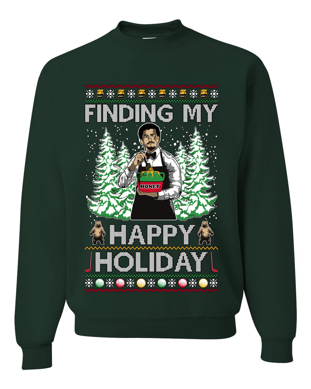 Finding My Happy Holiday, Unisex Ugly Christmas Sweater, Crewneck Sweatshirts